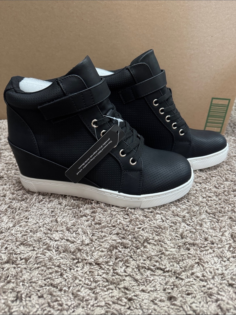 Black Wedge Sneakers size 9